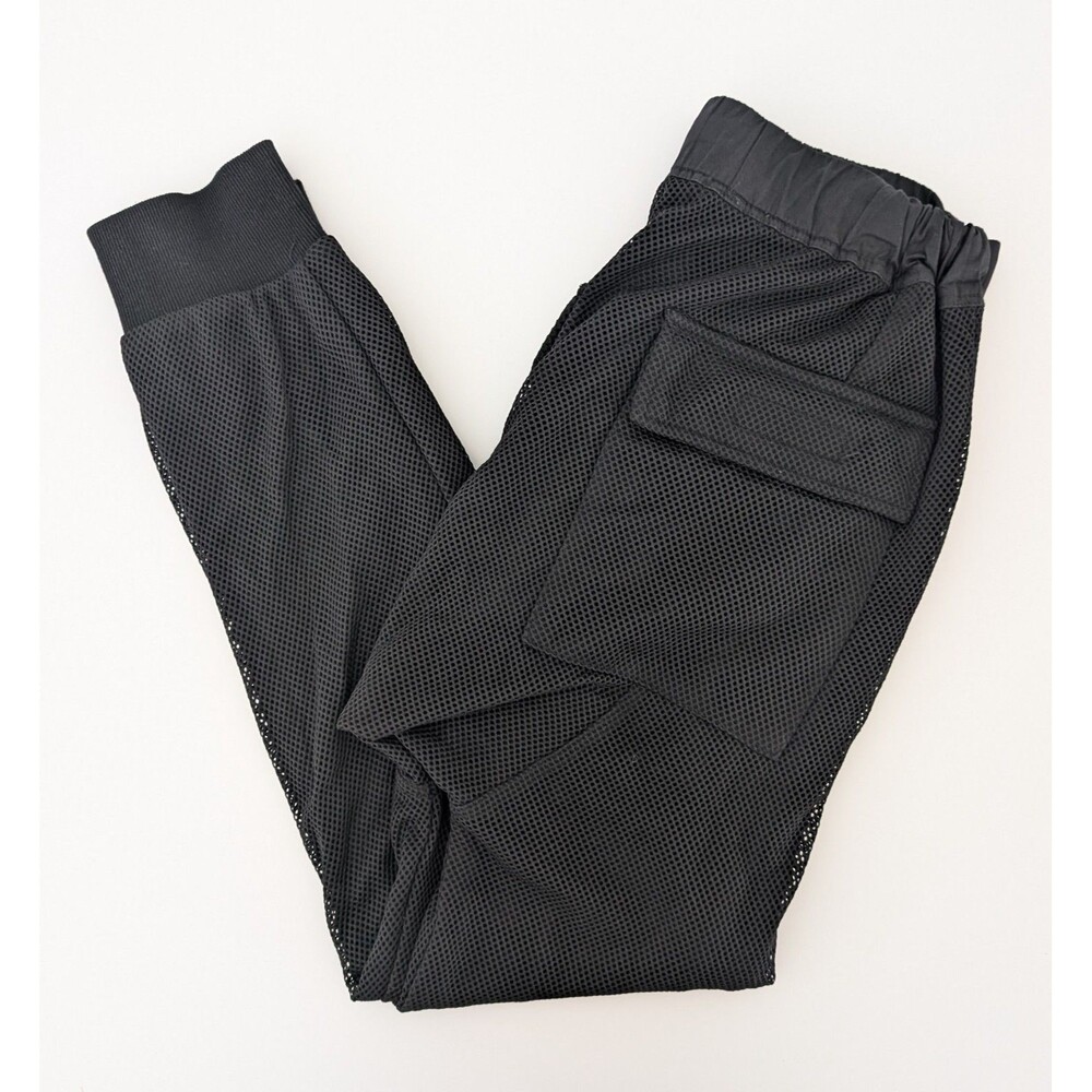 Emma & Sam Pants Women’s M Black Parachute Cargo Joggers Mesh Overlay Pockets